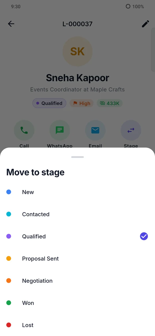 Moving a lead to another pipeline stage